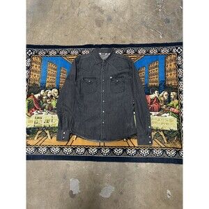 Salt Valley Western Shirt Mens Small Black Grey Denim Rodeo Southwest Cowboy